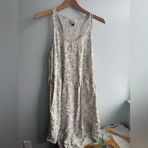 Universal Thread Cream Floral LinenTank Dress with Subtle Blue and Yellow Blooms